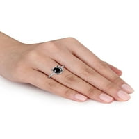 Miabella Carat T. W. diamant alb-negru 10k Aur Alb Halo inel de logodna