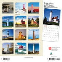 BrownTrout Publishers Calendar Lunar Cu Perete Pătrat Faruri Din Marile Lacuri