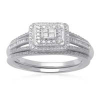 0. Carat T. W. diamant alb Micron Roz placare peste inel de patru rânduri cu cadru de pernă din argint Sterling