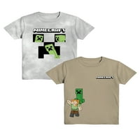 Set de tricouri grafice Minecraft Boys, 2 piese, dimensiuni XS-2XL