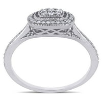 Miabella Carat T. W. diamant 10k Aur Alb Halo inel de logodna