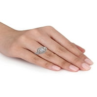 Miabella Carat T. W. diamant 10k aur alb inel de logodna Crossover
