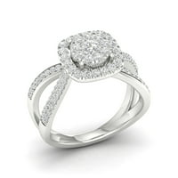 3 4CT TDW diamant 14k aur alb Halo inel de logodna